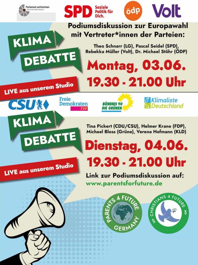 Klima Debatte Parents for future Klimaliste oedp Letzte Generation